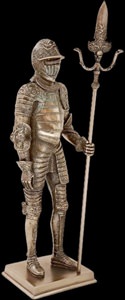 Nærbillede-hellebard-veronese-ridder-figur-bladmønster-heraldisk-motiv